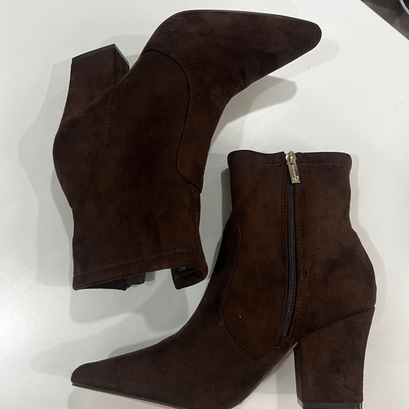 Jessica Simpson Shoes - Jessica Simpson, NWOT, Women's Brown Suede Pointed-Toe Ankle Boots & Block Heel